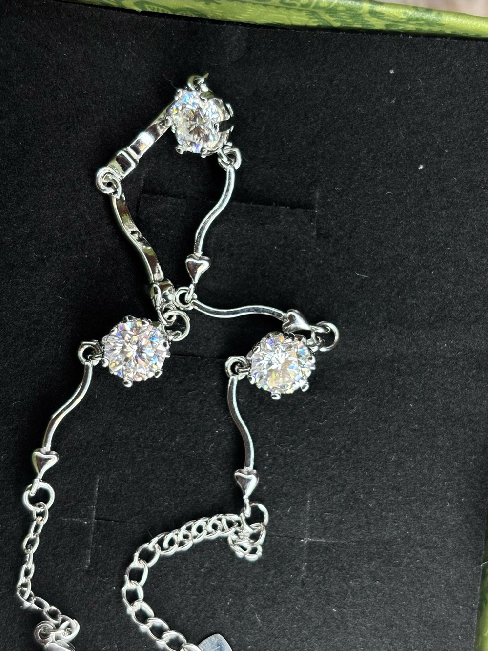 Elegant Silver-Tone moissanite Drop bracelet
